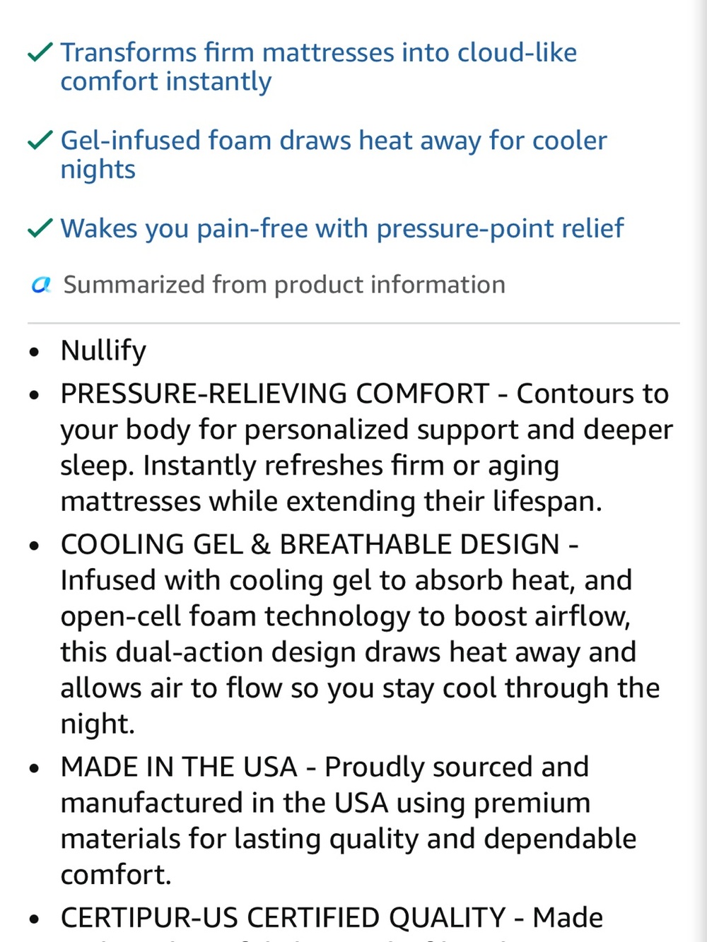 Gel Swirl Memory Foam Mattress Topper - Light Blue Cooling Comfort - Picture 6 of 6